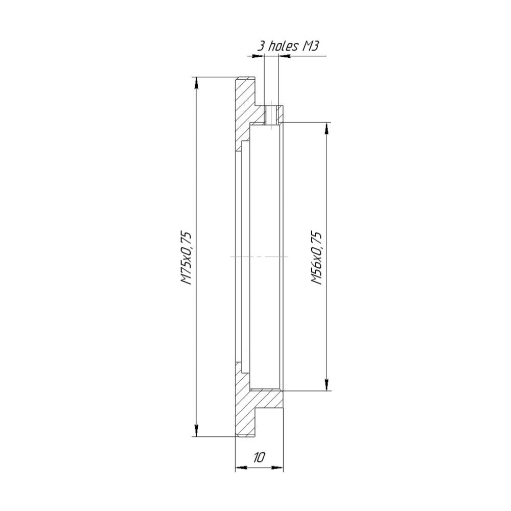 Lock ring to use Rapido FVD-16A on Kowa 16-D (M56x0.75 female - M75x0.75 male)