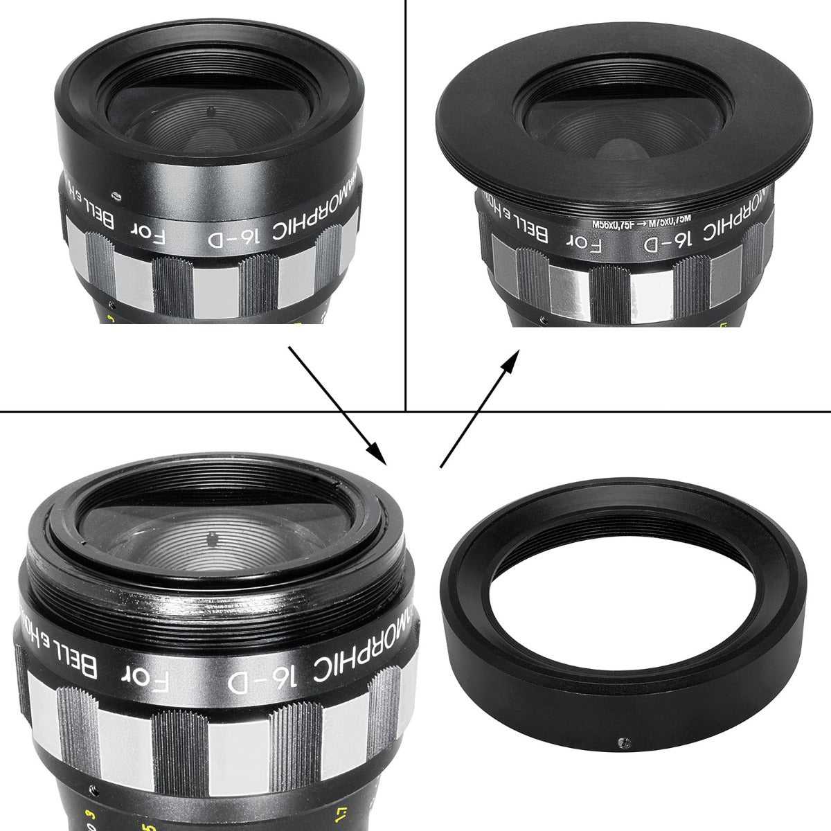 Lock ring to use Rapido FVD-16A on Kowa 16-D (M56x0.75 female - M75x0.75 male)