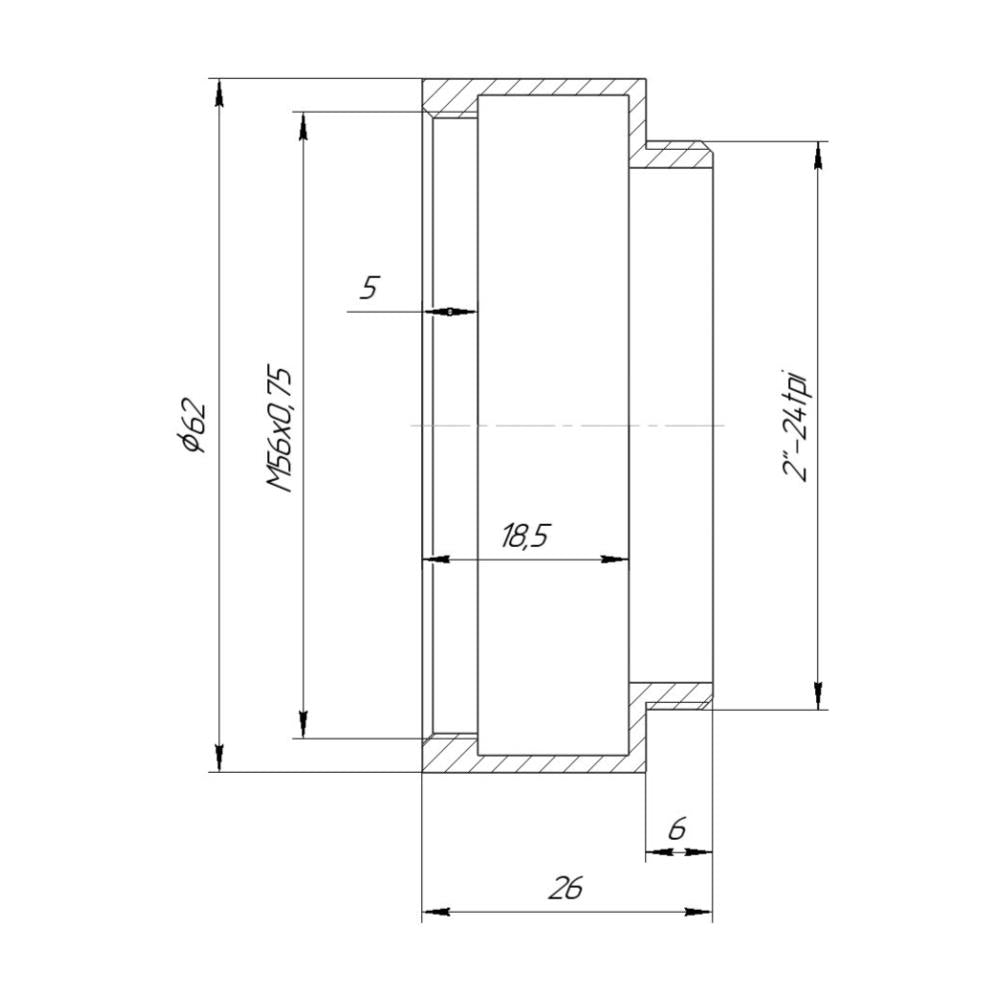 M56x0.75 female to SCT male thread adapter