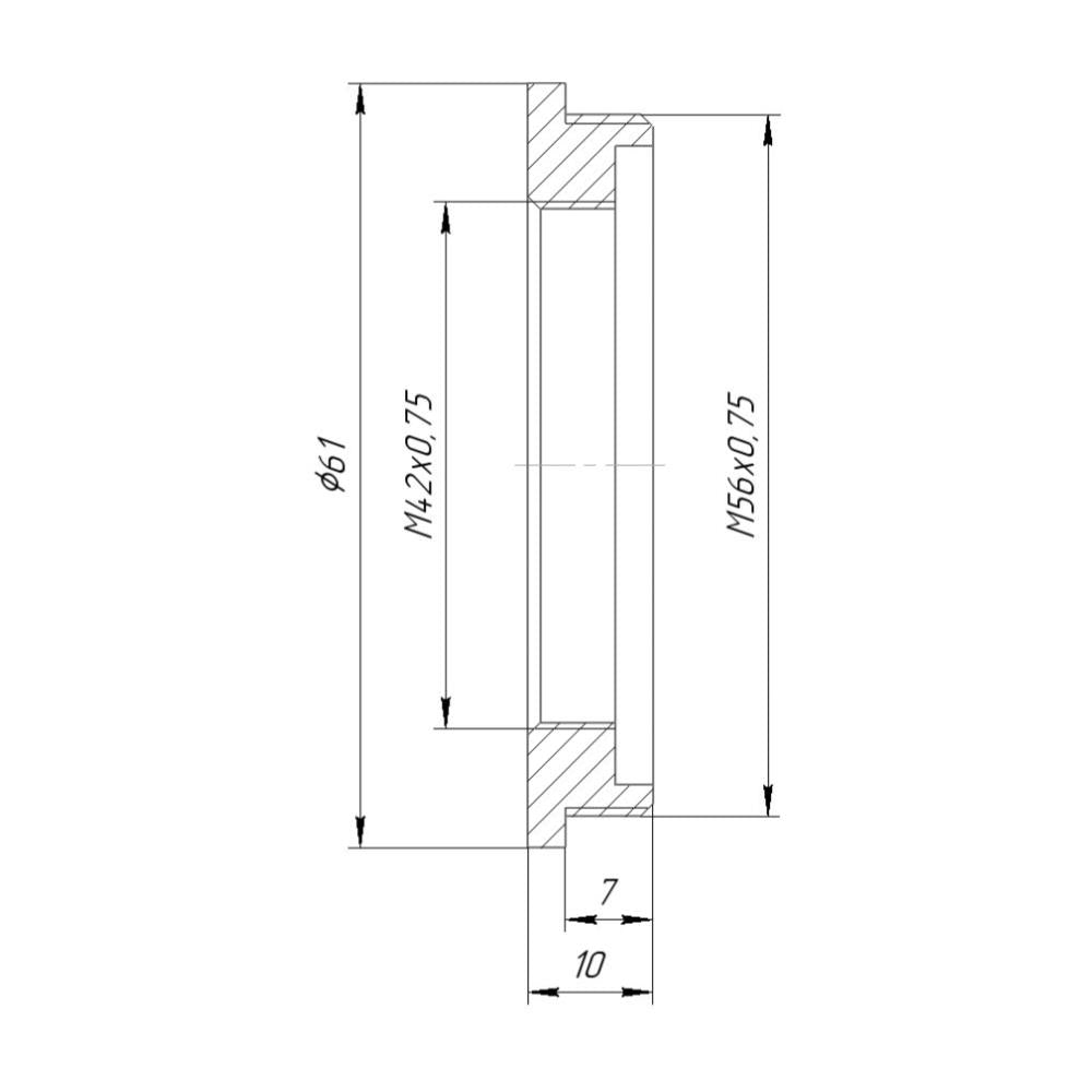 M56x0.75 male to M42x0.75 female thread adapter