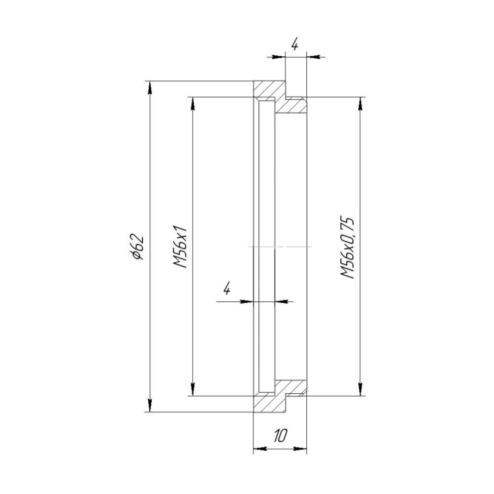 M56x0.75 male to M56x1 female thread adapter