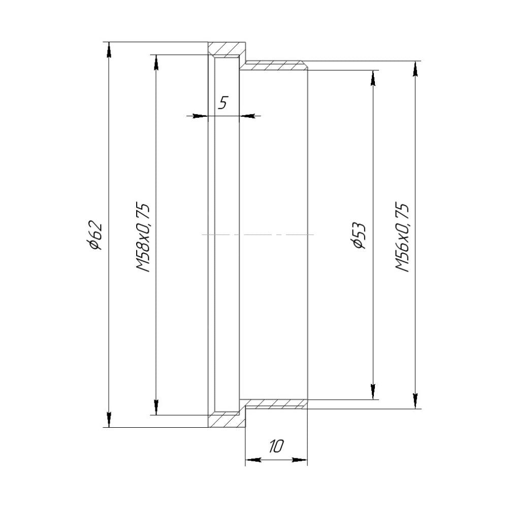 M56x0.75 male to M58x0.75 female thread adapter for Copal #3S shutter