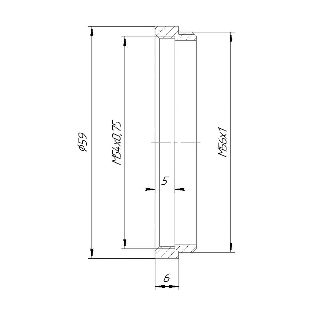 M56x1 male to M54x0.75 female thread adapter