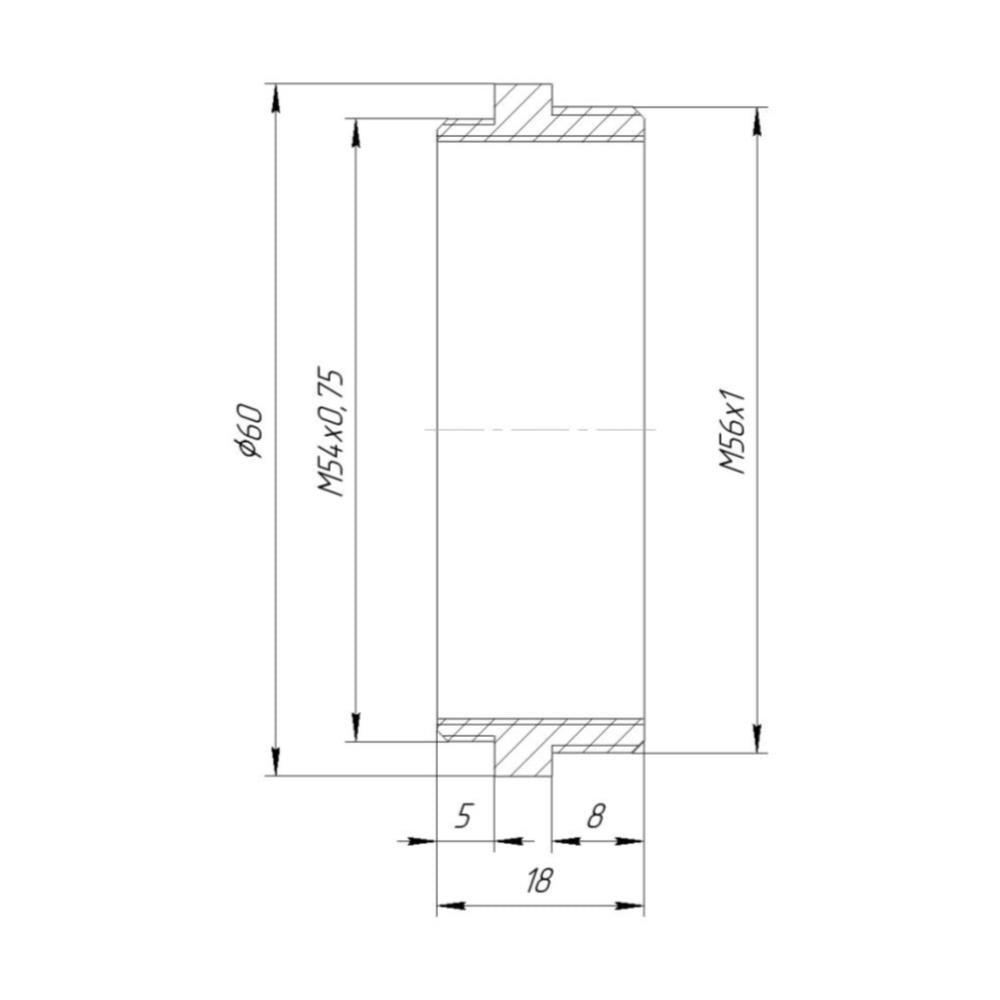 M56x1 male to M54x0.75 male thread adapter