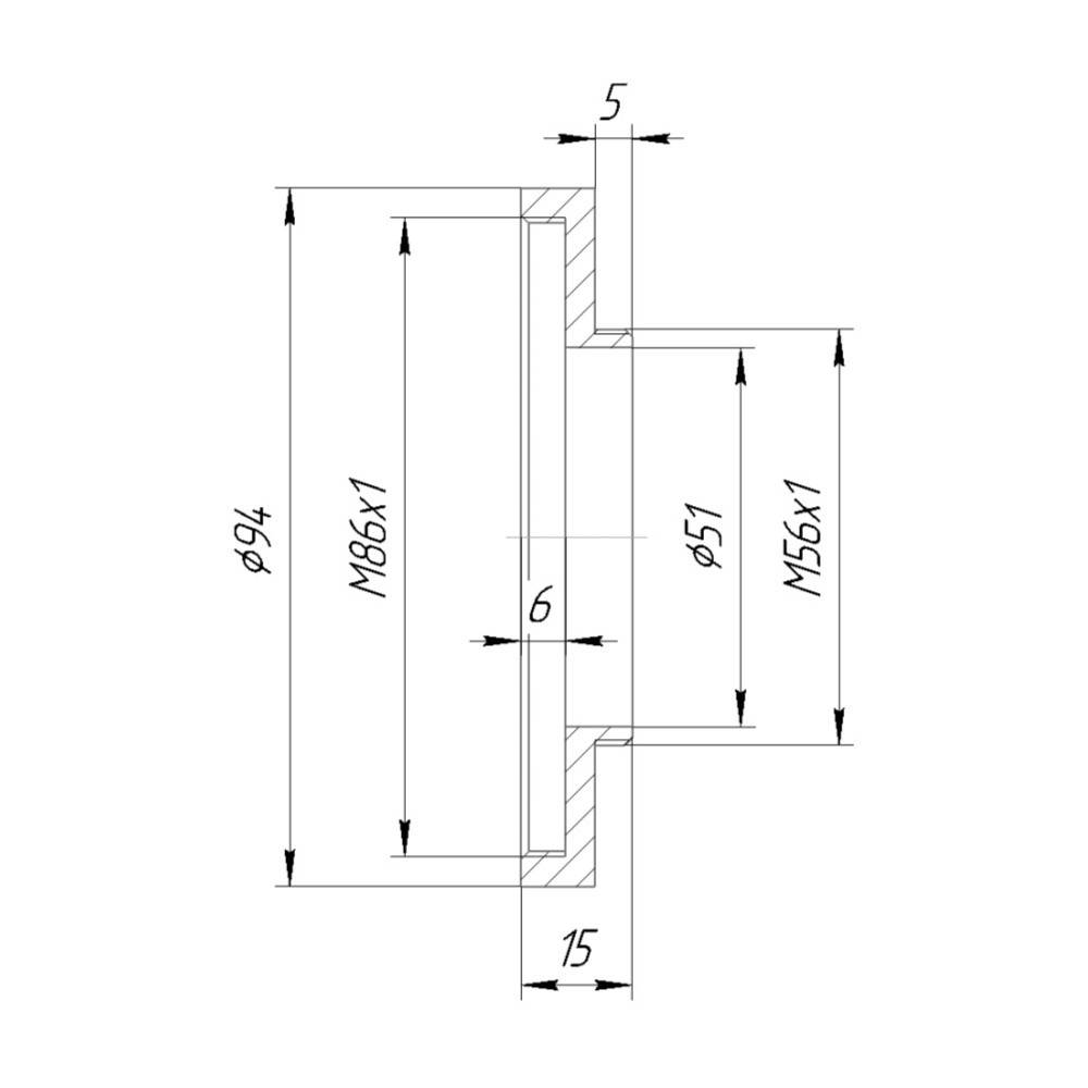 M56x1 male to M86x1 female thread adapter