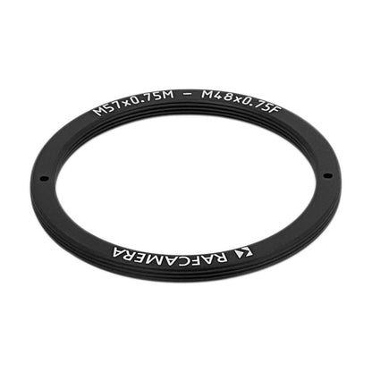 M57x0.75 male to M48x0.75 female thread adapter, flangeless