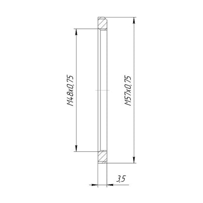 M57x0.75 male to M48x0.75 female thread adapter, flangeless