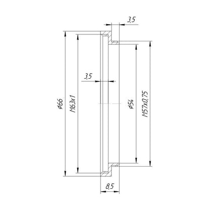 M57x0.75 male to M63x1 female thread adapter