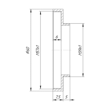 M57x1 female to M39x1 (LTM) male thread adapter