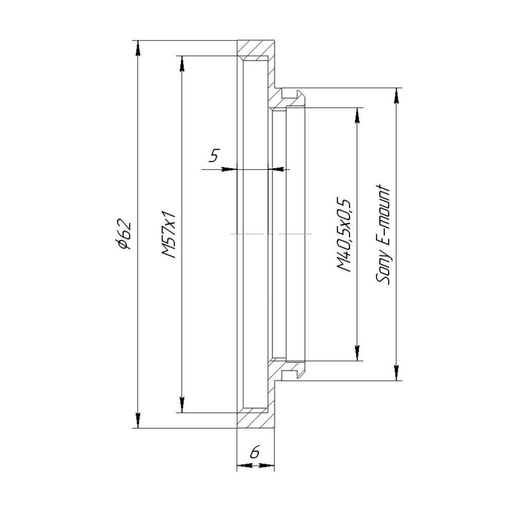 M57x1 female thread to Sony E-mount camera mount adapter