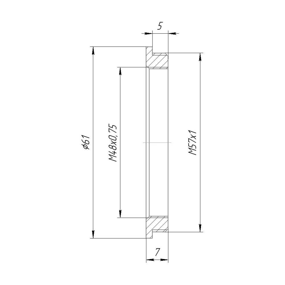 M57x1 male to M48x0.75 female thread adapter