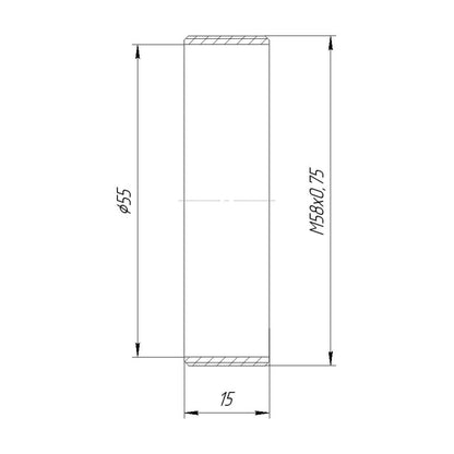 15mm long tube with M58x0.75 male thread