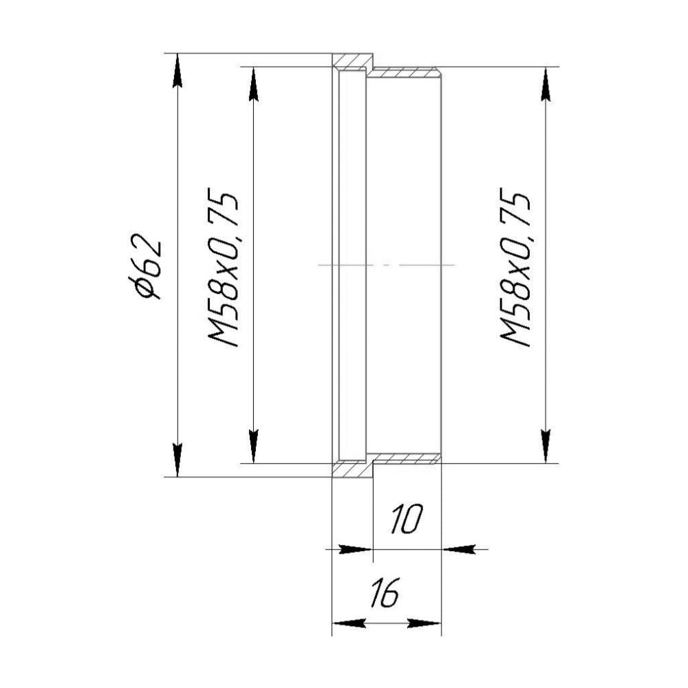 M58x0.75 (58mm) thread extender for Copal #3 shutter, 10mm
