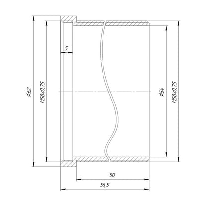 50mm M58x0.75 thread extender (variable tube) with stop ring