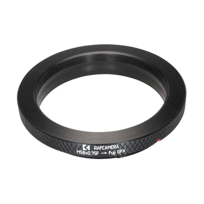 M58x0.75 female thread to Fujifilm GFX camera mount adapter