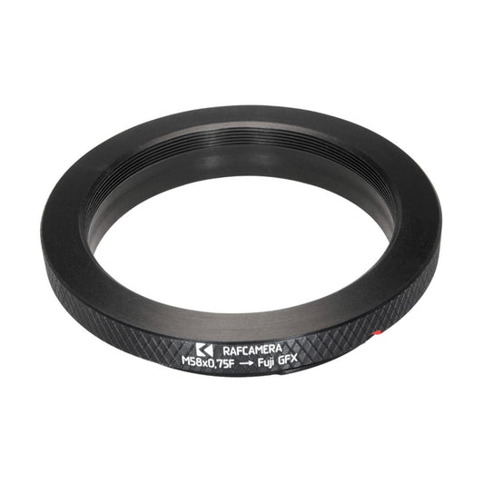 M58x0.75 female thread to Fujifilm GFX camera mount adapter