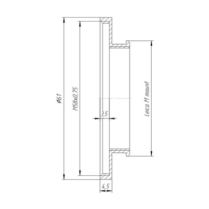 M58x0.75 female thread to Leica M camera mount adapter