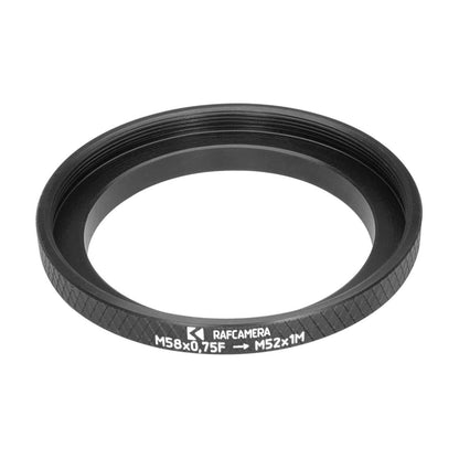 M58x0.75 female to M52x1 male thread adapter