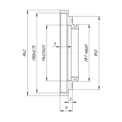 M58x0.75 female thread to MFT (Micro 4/3) camera mount adapter