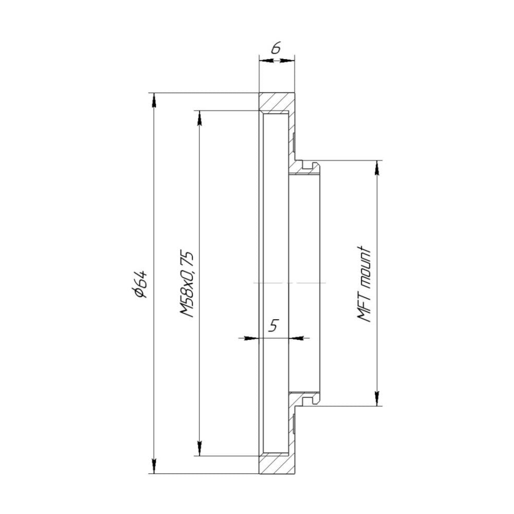 M58x0.75 thread to MFT (Micro 4/3) camera adapter for helicoids