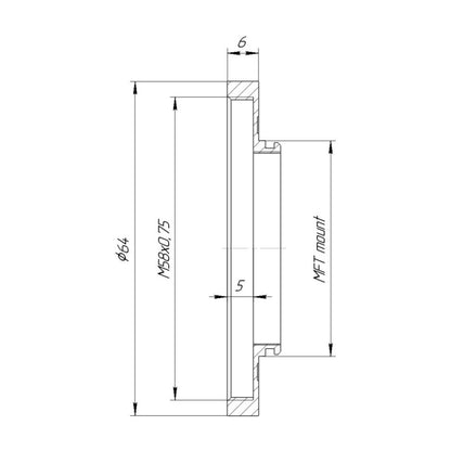 M58x0.75 thread to MFT (Micro 4/3) camera adapter for helicoids