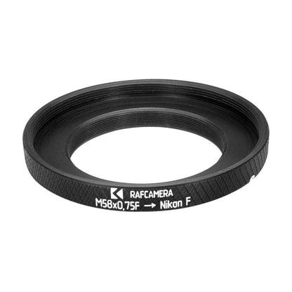 M58x0.75 female thread to Nikon F camera mount adapter for focusing helicoids