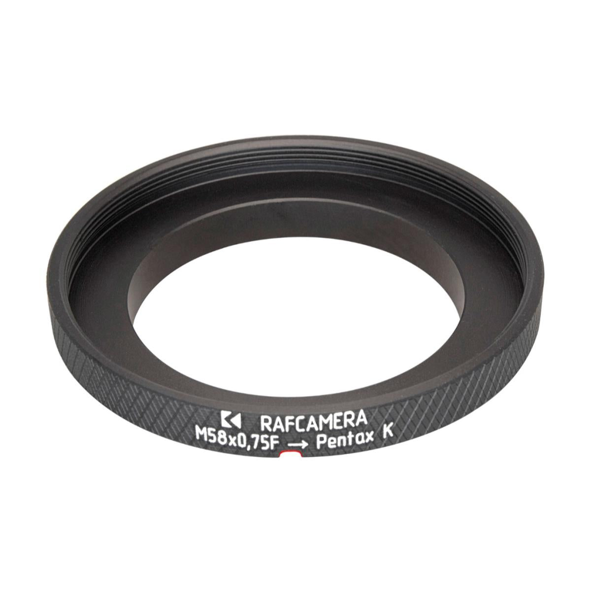 M58x0.75 female thread to Pentax K (PK) mount camera adapter
