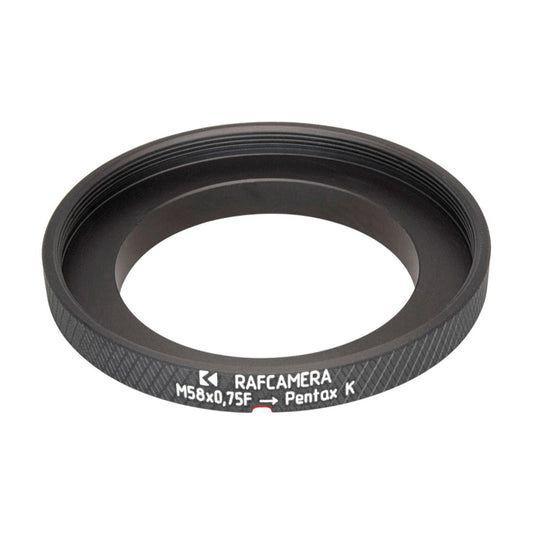 M58x0.75 female thread to Pentax K (PK) mount camera adapter