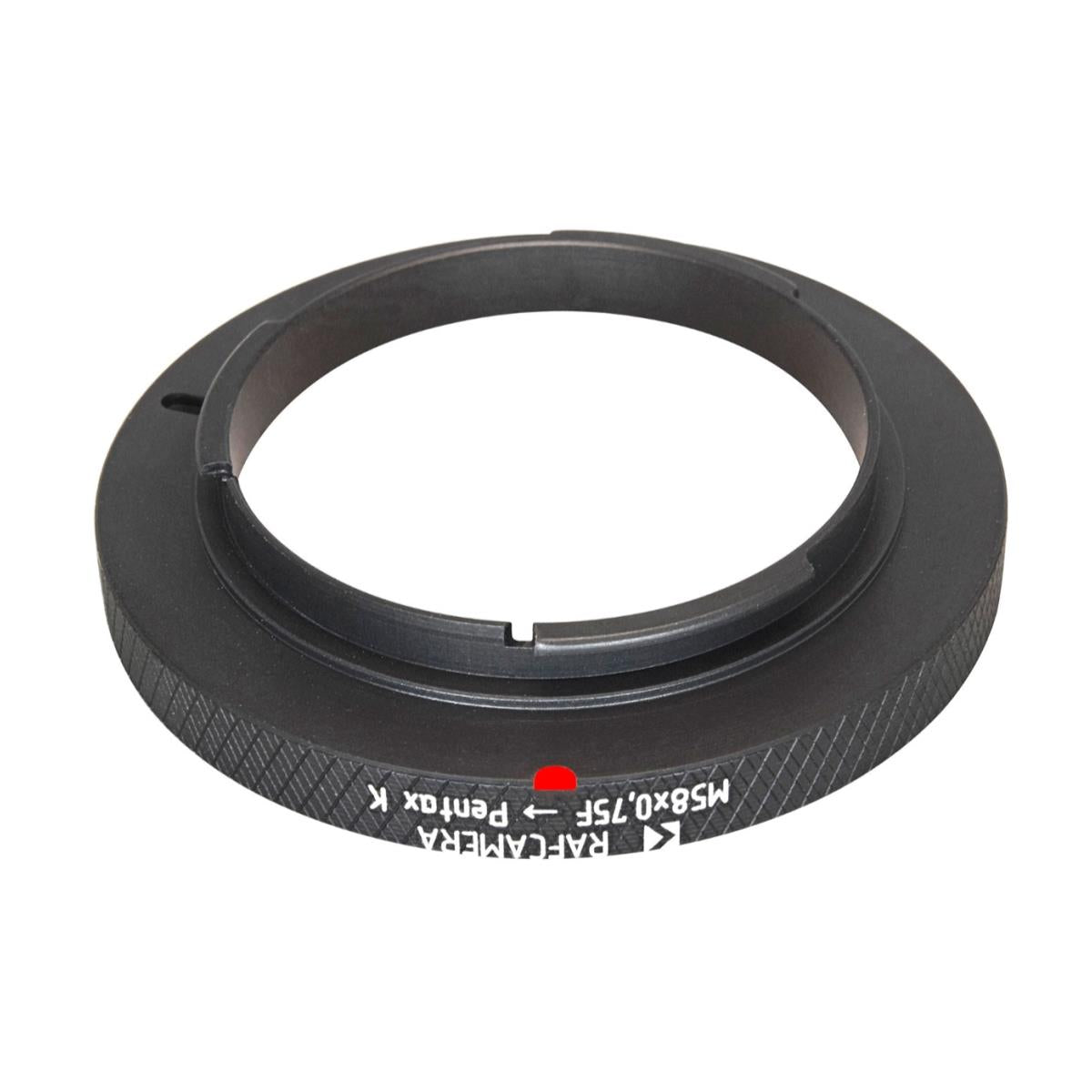M58x0.75 female thread to Pentax K (PK) mount camera adapter