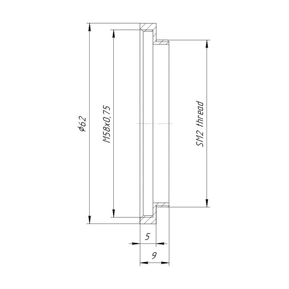 M58x0.75 female to SM2 male thread adapter