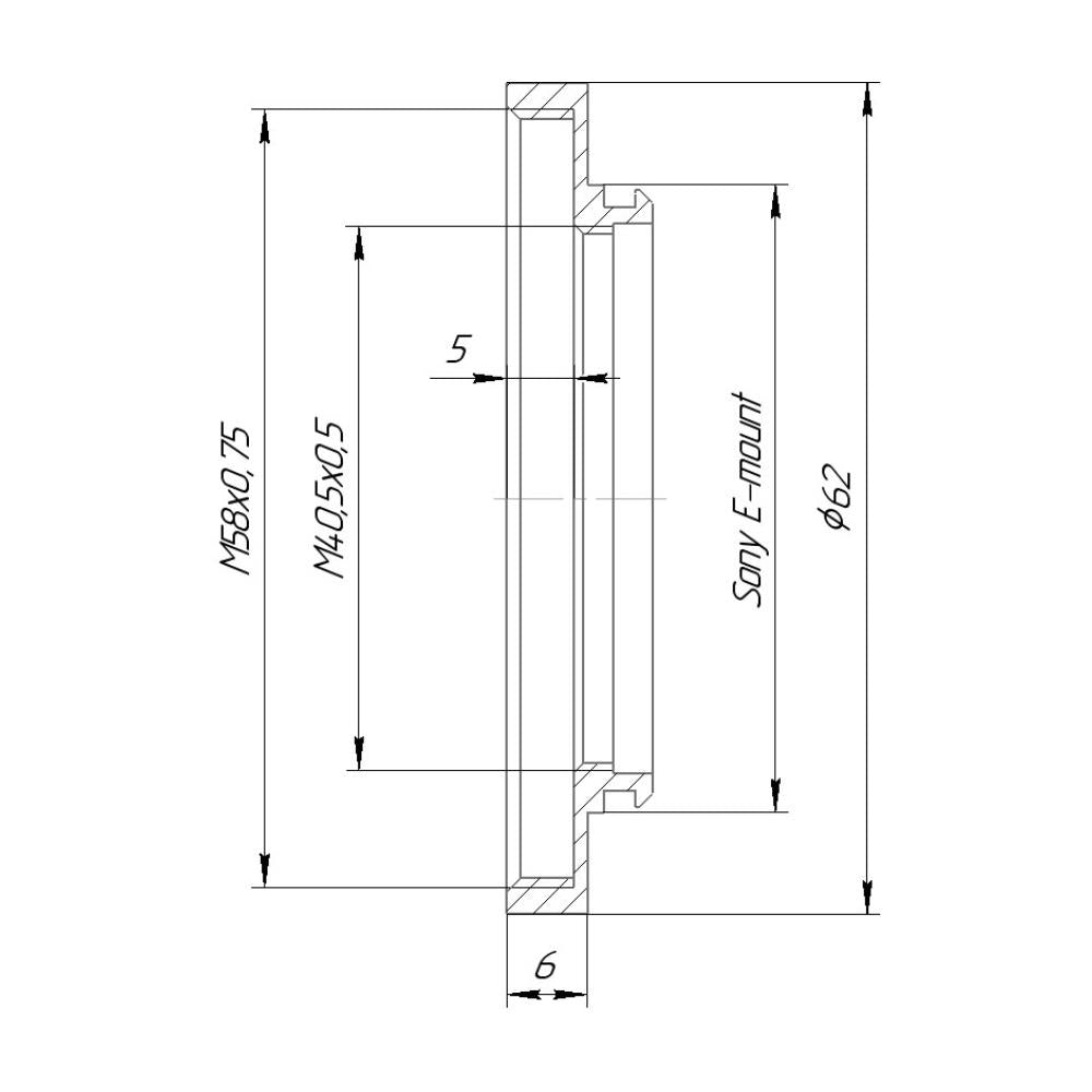 M58x0.75 female thread to Sony E-mount adapter for helicoids