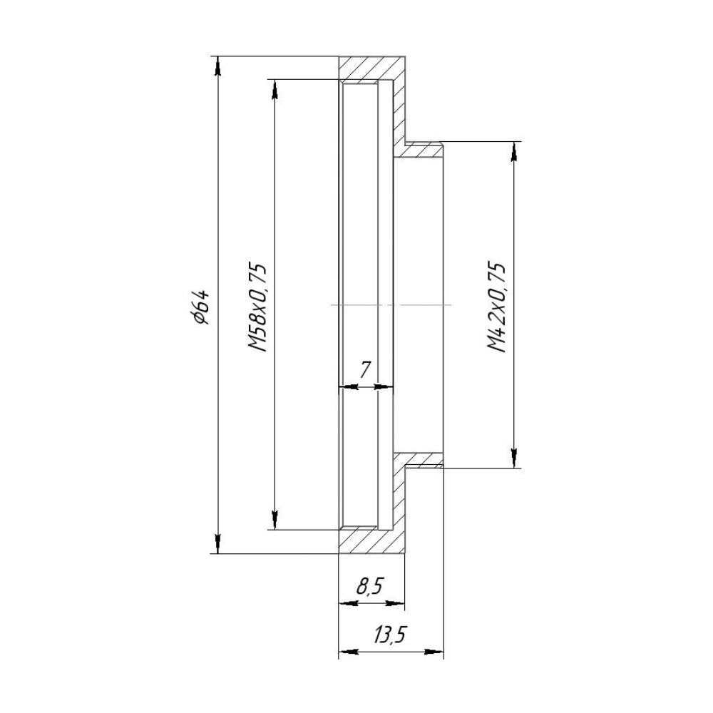 M58x0.75 female to T2 male adapter for Zeiss Grayline microscopes