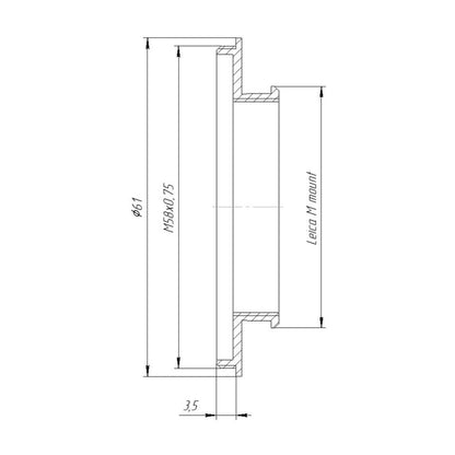 M58x0.75 male thread to Leica M camera mount adapter