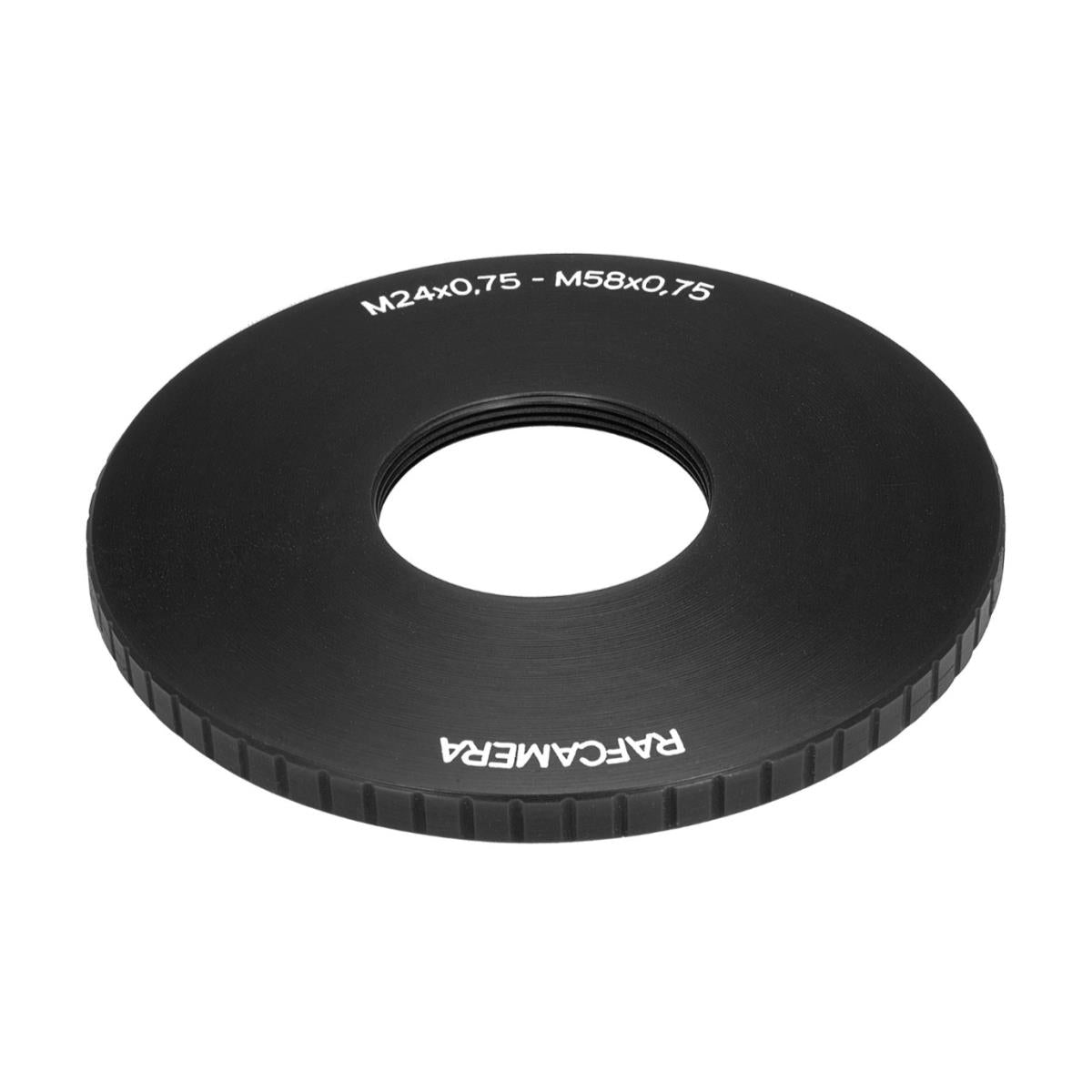 M58x0.75 male to M24x0.75 female thread adapter (58mm to 24mm step-down ring)