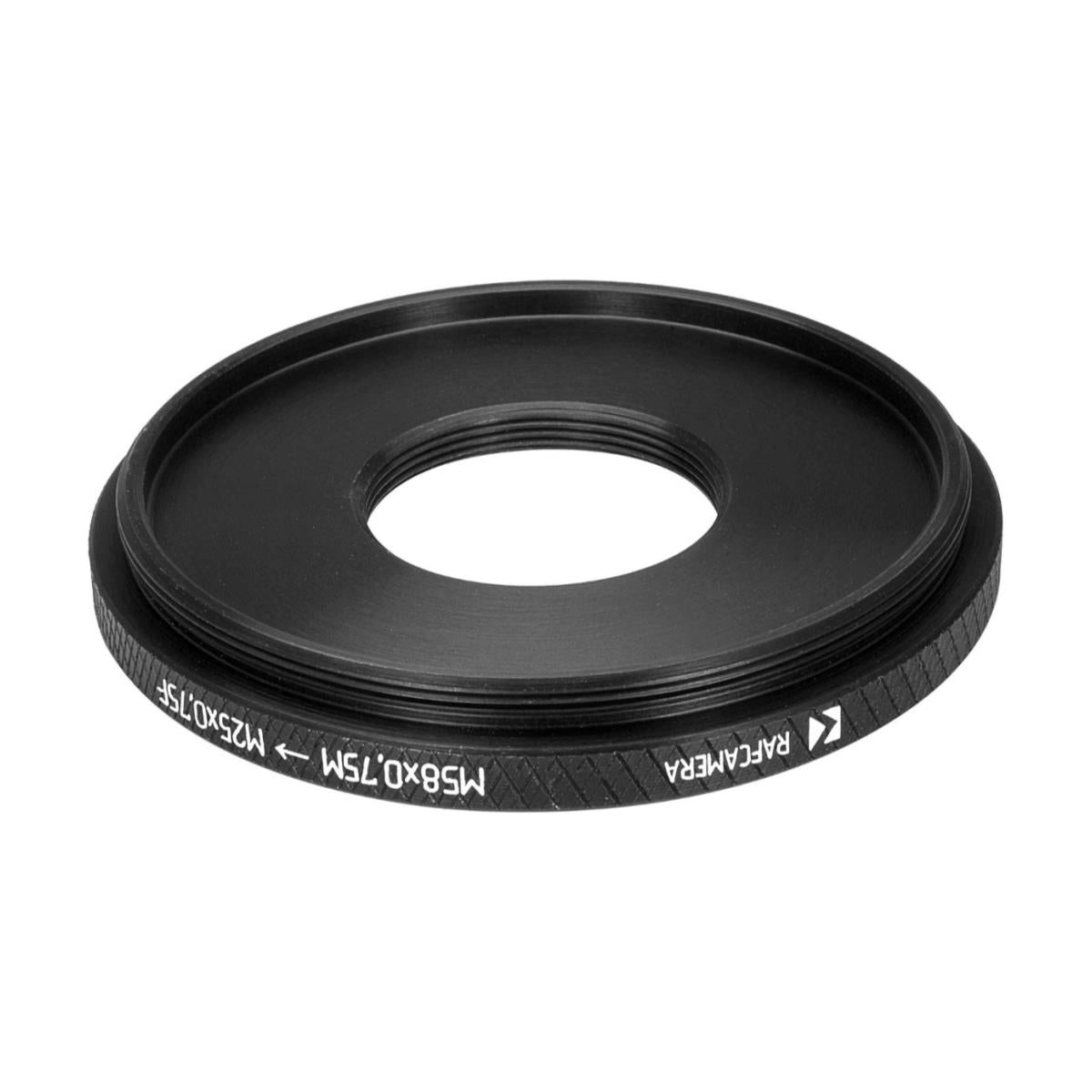 M58x0.75 male to M25x0.75 female thread adapter (58mm to 25mm step-down ring)