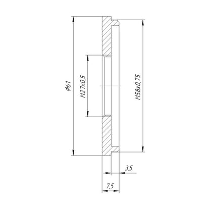 M27x0.5 (Spiratone) female to M58x0.75 male thread adapter