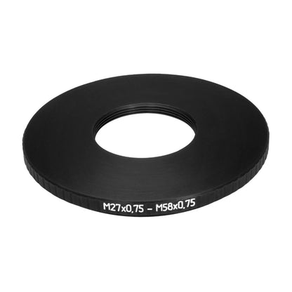 M58x0.75 male to M27x0.75 female thread adapter (58mm to 27mm step-down ring)