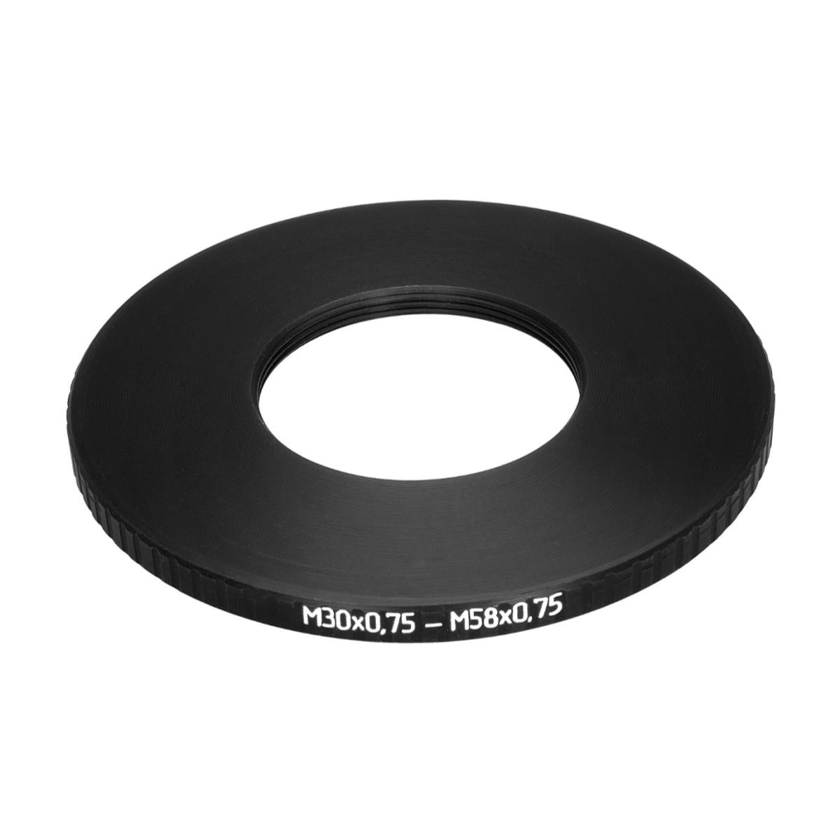 M58x0.75 male to M30x0.75 female thread adapter (58mm to 30mm step-down ring)