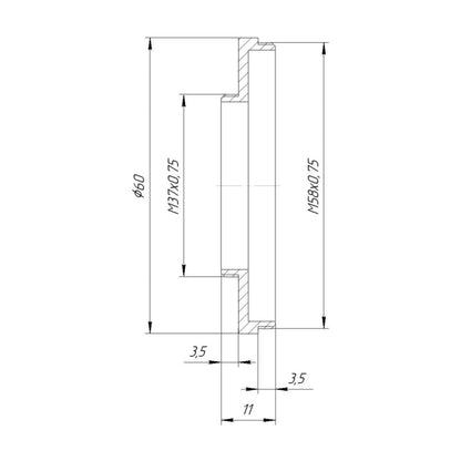 M58x0.75 male to M37x0.75 male thread adapter