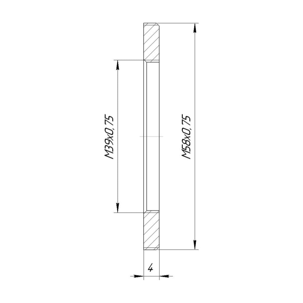 M58x0.75 male to M39x0.75 female thread adapter, flangeless