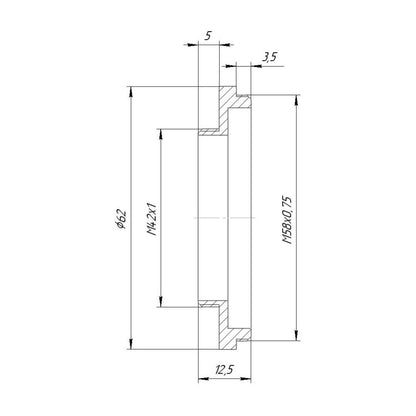 M58x0.75 male to M42x1 male thread mount adapter