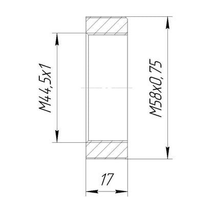 M58x0.75 male to M44.5x1 female thread adapter for Busch's Vademecum Satz No II lens