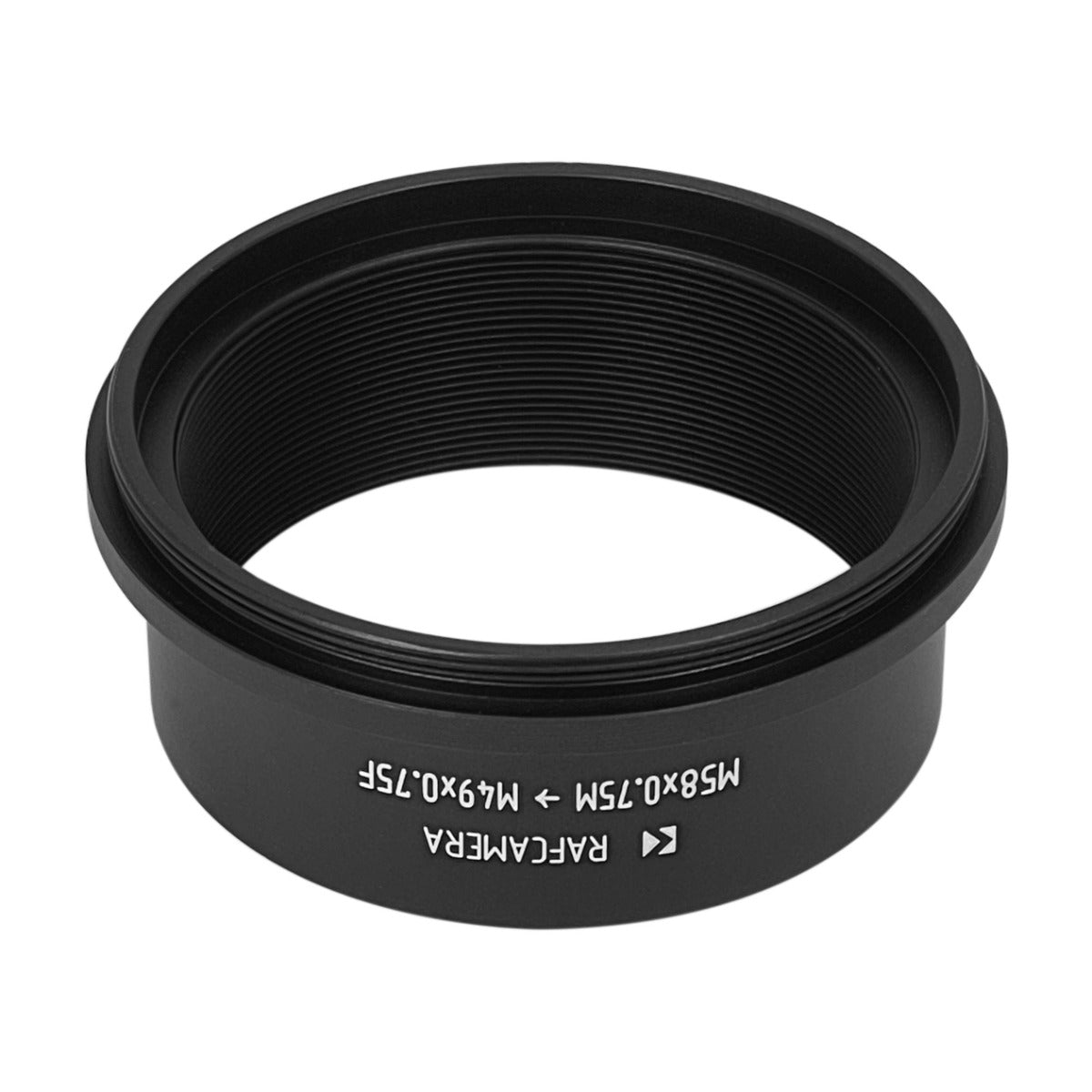 M58x0.75 male to M49x0.75 female thread adapter, 20mm long