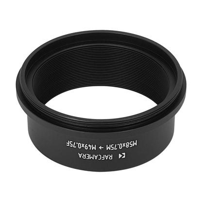 M58x0.75 male to M49x0.75 female thread adapter, 20mm long