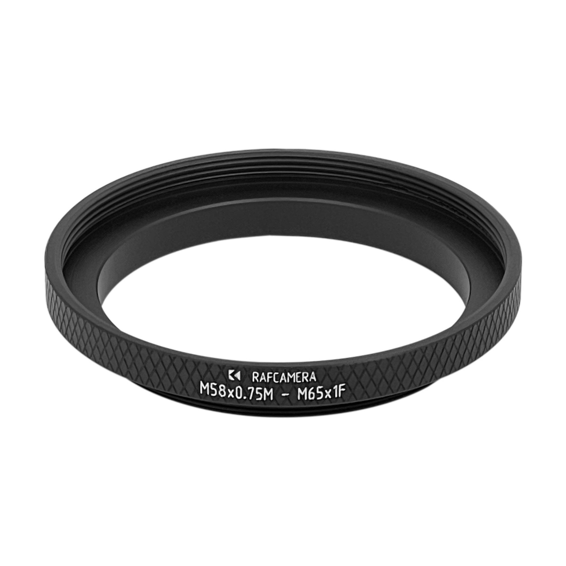 M58x0.75 male to M65x1 female thread adapter