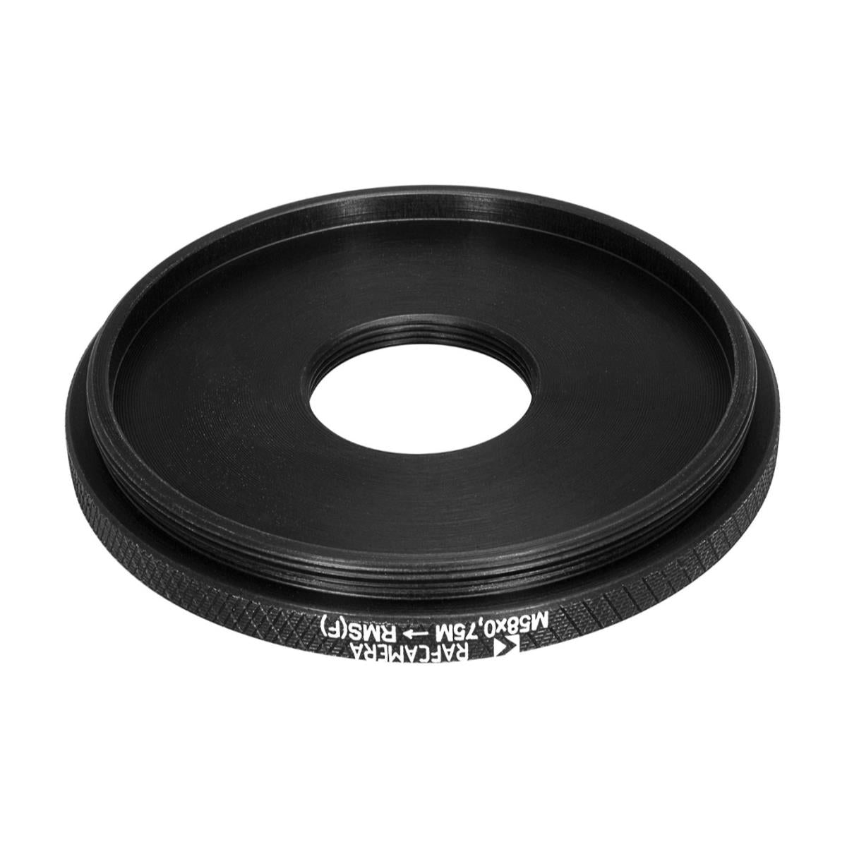 M58x0.75 male to RMS female thread adapter (58mm to RMS step-down ring)