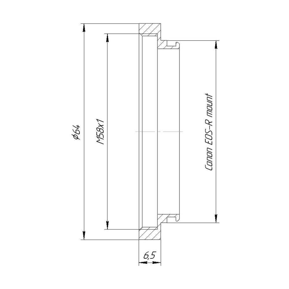 M58x1 female thread to Canon EOS-R camera mount adapter