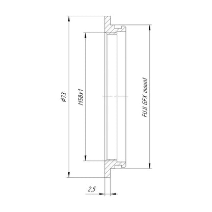 M58x1 female thread to Fuji GFX camera mount adapter