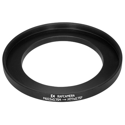 M60.5x0.75 male to M77x0.75 female thread adapter (60.5mm to 77mm step-up ring)