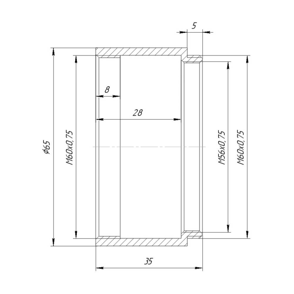 30mm thread extender for M60x0.75 thread